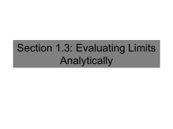 Section 1.3: Evaluating Limits Analytically