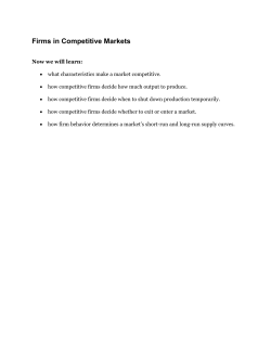 The Supply Curve in a Competitive Market