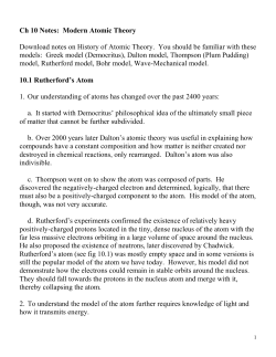 Ch 10 Notes: Modern Atomic Theory
