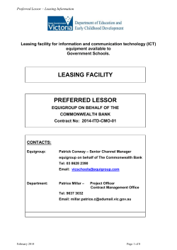 equipment available to Government Schools. LEASING FACILITY