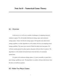 Note Set 8 &ndash; Numerical Game Theory