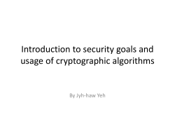 Security Goals and Cryptographic Algorithms.