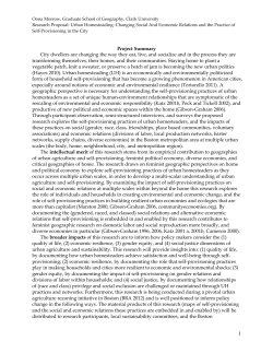 Urban Homesteading: Changing Social and Economic relations