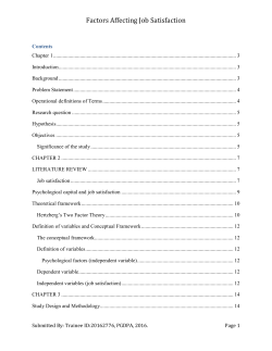 Factors Affecting Job Satisfaction