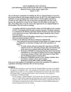 Budget Assumption questions for EC