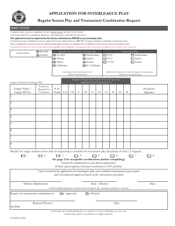 APPLICATION FOR INTERLEAGUE PLAY Regular Season Play