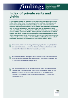 Index of private rents and yields (summary)
