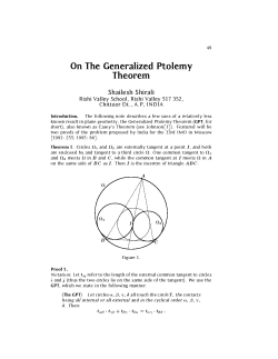 On The Generalized Ptolemy Theorem