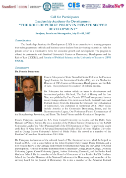 Call for Participants Leadership Academy for Development
