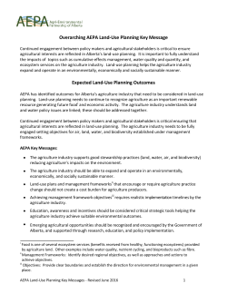Overarching AEPA Land-Use Planning Key Message Expected