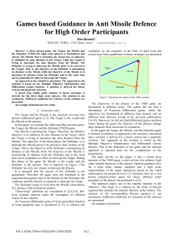 Games Based Guidance in Anti Missile Defence for High