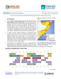SOMALIA Food Security Outlook October 2016 to May 2017