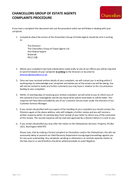 chancellors group of estate agents complaints procedure