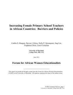 Increasing Female Primary School Teachers in African Countries
