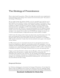 The Strategy of Preeminence