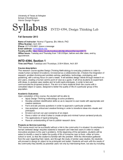 INTD 4394, Section 1 - The University of Texas at Arlington