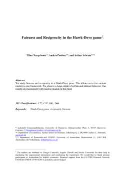 Fairness and Reciprocity in the Hawk