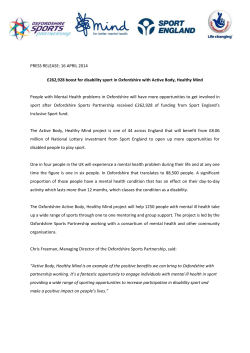 Press Release - Oxfordshire Sport and Physical Activity