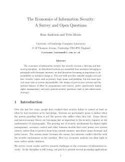 The Economics of Information Security