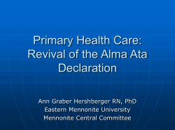 Primary Health Care: Revival of the Alma Ata Declaration
