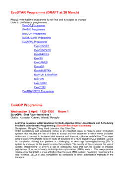 EvoSTAR Programme (DRAFT at 20 March)