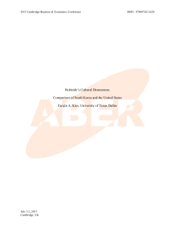 Hofstede`s Cultural Dimensions: Comparison of South Korea and