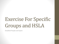 Exercise For Specific Groups and HSLA