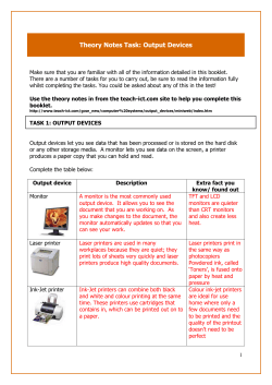 Theory Notes Task: Output Devices