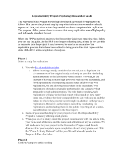Reproducibility Project: Psychology Researcher Guide The