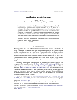 Identification in matching games