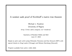 A random walk proof of Kirchhoff`s matrix tree theorem