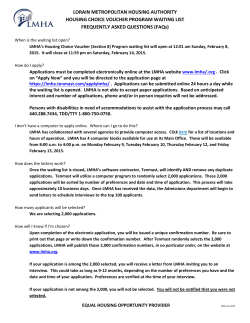 (Section 8) Waiting List FAQ`s - Lorain Metropolitan Housing Authority