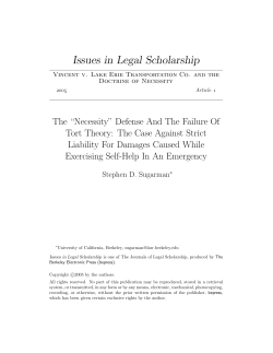 The fiNecessityfl Defense And The Failure Of Tort Theory: The Case