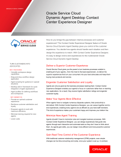 Oracle Service Cloud Dynamic Agent Desktop Contact Center
