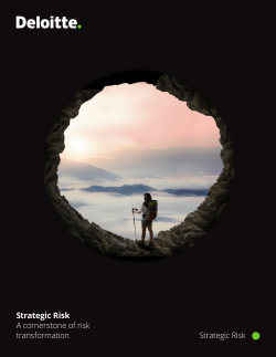 Strategic Risk A cornerstone of risk transformation