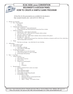 BEGINNER`S InDESIGN PANEL HOW TO CREATE A - ECAC-SIDA