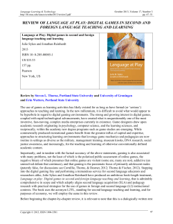 review of language at play: digital games in second and foreign