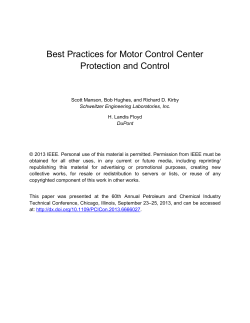 Best Practices for Motor Control Center Protection and Control