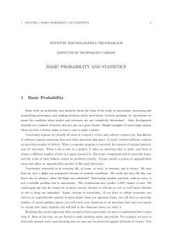 BASIC PROBABILITY AND STATISTICS 1 Basic Probability