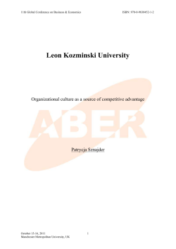 Organizational culture as a source of competitive advantage