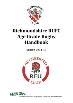 Code of Conduct for parents/carers At Richmondshire RUFC we