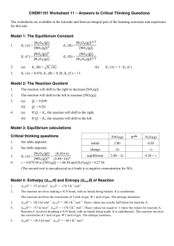 CHEM1101 Worksheet 11 &ndash; Answers to Critical Thinking Questions