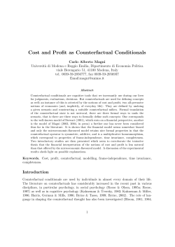 Cost and Profit as Counterfactual Conditionals