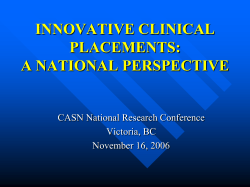 INNOVATIVE CLINICAL PLACEMENTS: A NATIONAL PERSPECTIVE