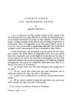 eudoxus` axiom and archimedes` lemma