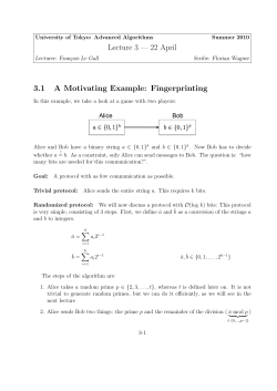 Lecture 3 &mdash; 22 April 3.1 A Motivating Example: Fingerprinting