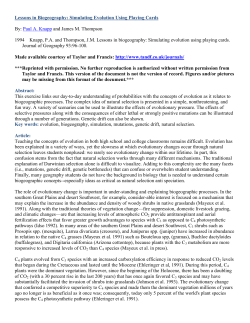 Lessons in biogeography: Simulating evolution using playing cards