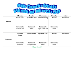 Monday Tuesday Wednesday Thursday Friday Algebra Review