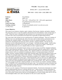 FIN 286 - Valuation - G. Hallman