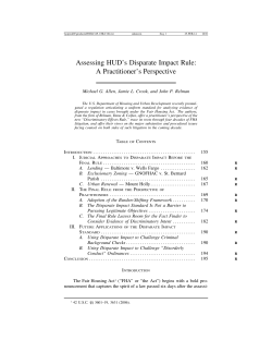 Assessing HUD`s Disparate Impact Rule - Harvard Civil Rights